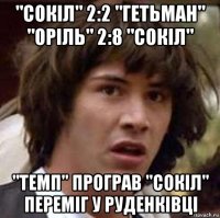 "сокіл" 2:2 "гетьман" "оріль" 2:8 "сокіл" "темп" програв "сокіл" переміг у руденківці