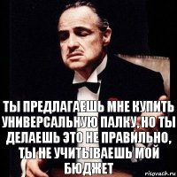 Ты предлагаешь мне купить универсальную палку, но ты делаешь это не правильно, ты не учитываешь мой бюджет