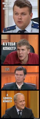 МИШ, А У МЕНЯ КЛЮЕТ? А У ТЕБЯ КЛЮЕТ? А КОГДА КЛЮЕТ? А ЗДВЕСЬ КЛЮЕТ?