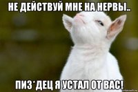 не действуй мне на нервы.. пиз*дец я устал от вас!