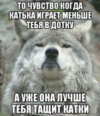 то чувство когда катька играет меньше тебя в дотку а уже она лучше тебя тащит катки