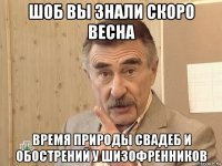 шоб вы знали скоро весна время природы свадеб и обострений у шизофренников