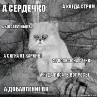 А сердечко А Роспись на стенке  А добавление вк А сигна от карины А когда стрим А куда писать вопросы А как зовут модера  