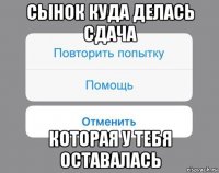 сынок куда делась сдача которая у тебя оставалась