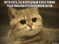 петя хоть ты и вредный я все равно тебя люблю!!!!!спокойной ночи 