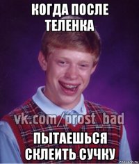 когда после теленка пытаешься склеить сучку