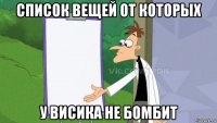 список вещей от которых у висика не бомбит