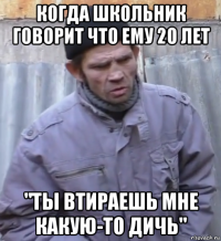 когда школьник говорит что ему 20 лет "ты втираешь мне какую-то дичь"