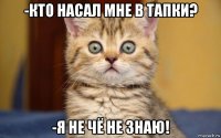 -кто насал мне в тапки? -я не чё не знаю!