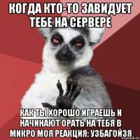 когда кто-то завидует тебе на сервере как ты хорошо играешь и начинают орать на тебя в микро моя реакция: узбагойзя