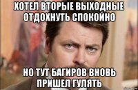 хотел вторые выходные отдохнуть спокойно но тут багиров вновь пришел гулять