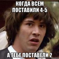 когда всем поставили 4-5 а тебе поставели 2