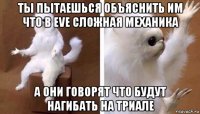 ты пытаешься объяснить им что в eve сложная механика а они говорят что будут нагибать на триале