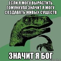 если я могу вырастить гомункула значит я могу создавать живых существ значит я бог