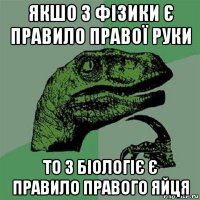 якшо з фізики є правило правої руки то з біологіє є правило правого яйця