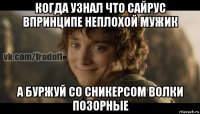 когда узнал что сайрус впринципе неплохой мужик а буржуй со сникерсом волки позорные