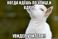 когда идёшь по улице,и вдруг увидел учителя!!