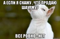 а если я скажу , что продаю шаурму? все ровно - нет