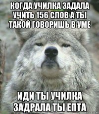 когда училка задала учить 156 слов а ты такой говоришь в уме иди ты училка задрала ты епта