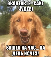 вконтакте - сайт чудес! зашел на час... на день исчез!