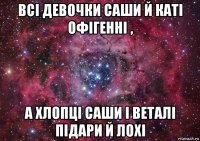 всі девочки саши й каті офігенні , а хлопці саши і веталі підари й лохі