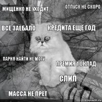 мищенко не уходит премия 1 оклад кредита ещё год масса не прёт парня найти не могу отпуск не скоро слил всё заебало  