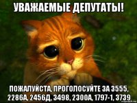 уважаемые депутаты! пожалуйста, проголосуйте за 3555, 2286а, 2456д, 3498, 2300а, 1797-1, 3739