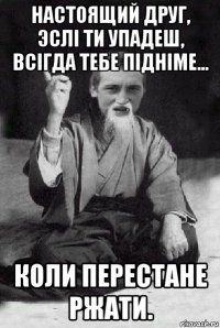 настоящий друг, эслі ти упадеш, всігда тебе підніме... коли перестане ржати.