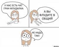 У НАС ЕСТЬ ЧАТ ГРАН ФЛУДИЛКА А ВЫ ФЛУДИТЕ В ОБЩИЙ НЕ НАДО ТАК!