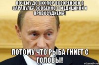 почему до сих пор все хреново в сарапуле? особенно с медициной и правосудием?! потому что рыба гниет с головы!