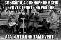 -слыхали, а свинарник всеж будут строить на районе - ага, и что они там курят.....