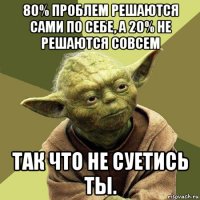 80% проблем решаются сами по себе, а 20% не решаются совсем так что не суетись ты.