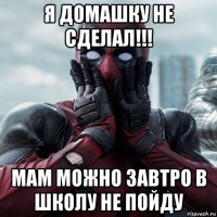 я домашку не сделал!!! мам можно завтро в школу не пойду