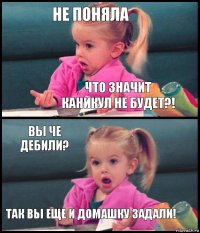 не поняла что значит каникул не будет?! вьі че дебили? так вьі еще и домашку задали!