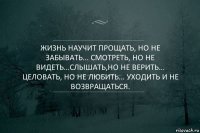 Жизнь научит прощать, но не забывать... Смотреть, но не видеть...Слышать,но не верить... Целовать, но не любить... Уходить и не возвращаться.