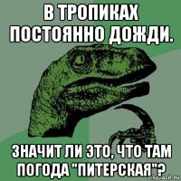 в тропиках постоянно дожди. значит ли это, что там погода "питерская"?