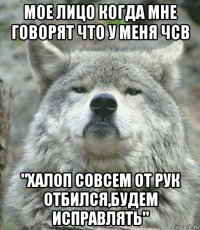 мое лицо когда мне говорят что у меня чсв "халоп совсем от рук отбился,будем исправлять"