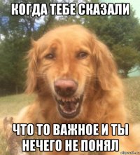 когда тебе сказали что то важное и ты нечего не понял