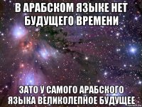 в арабском языке нет будущего времени зато у самого арабского языка великолепное будущее