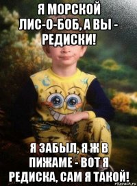 я морской лис-о-боб, а вы - редиски! я забыл, я ж в пижаме - вот я редиска, сам я такой!