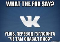 what the fox say? ylvis, перевод гуглсонга "чё там сказал лис?"