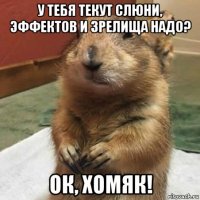 у тебя текут слюни, эффектов и зрелища надо? ок, хомяк!