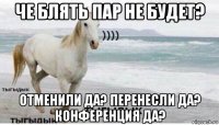 че блять пар не будет? отменили да? перенесли да? конференция да?