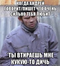 когда андрей говорит/пишет что очень сильно тебя любит *ты втираешь мне кукую-то дичь