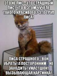 это не лис - это страшный лис! что в этом чучеле такого красивого? это труп лиса! лиса страшного - вон убрать! а посторонним - не заходить! ужас! шок! вызывающая картинка!