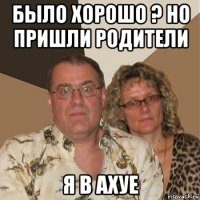 было хорошо ? но пришли родители я в ахуе