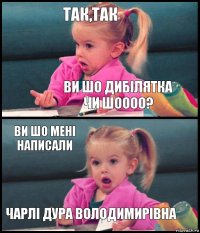 Так,так Ви шо дибілятка чи шоооо? Ви шо мені написали Чарлі Дура Володимирівна