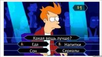 Какая вещь лучше? Еда Напитки Сон Сериалы