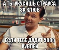 а ты укусишь страуса за клюв если тебе дадут 5000 рублей