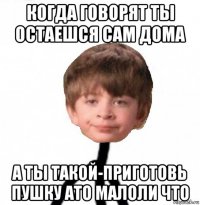 когда говорят ты остаешся сам дома а ты такой-приготовь пушку ато малоли что